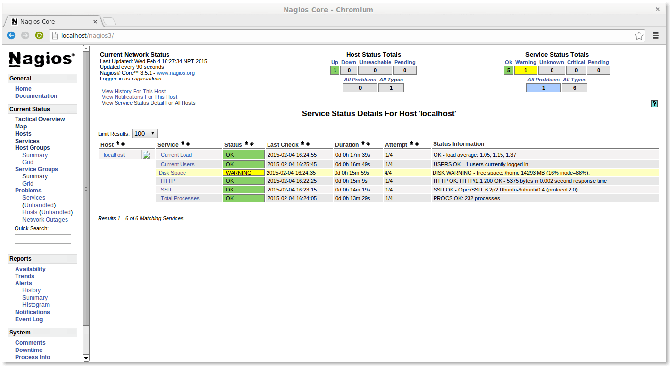 在 Chromium 浏览器中的 Nagios3